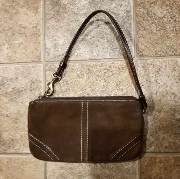 Coach Brown Suede Wristlet. - Picture 3 of 8
